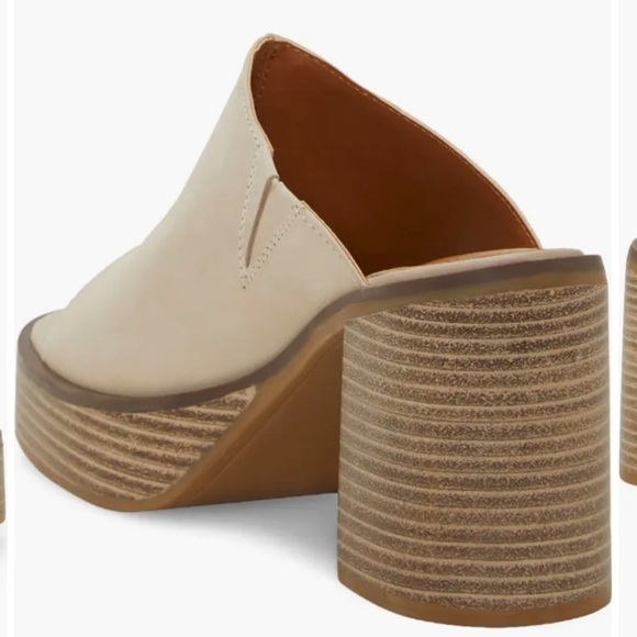 Lucky Brand Dinali Platform Leather Block Mules Beige NEW​ - Picture 8 of 10